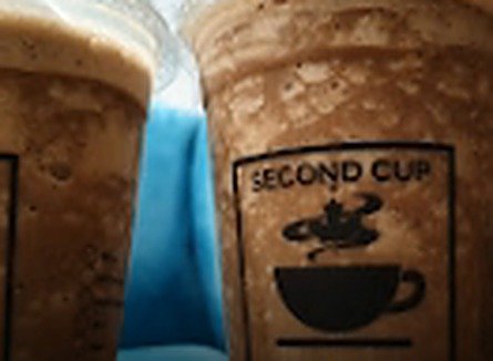 Two Chilled Mocha Lattes in Second Cup Coffee Company cups